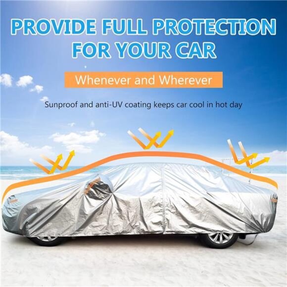 Car Cover with Zipper, 2 Layer Full Car Covers Waterproof/UV - Picture 5 of 16